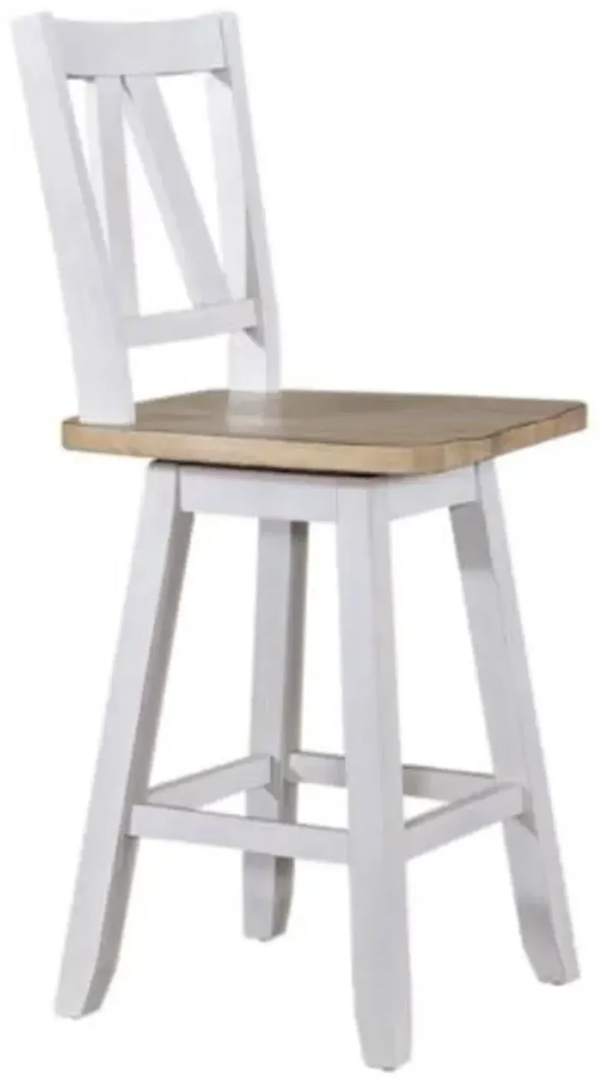 Liberty Furniture Lindsey Farm Weathered White & Sandstone Counter Height Swivel Chair - Set of 2