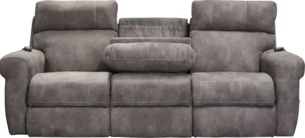 iAmerica Bliss Triple Power Layflat Reclining Sofa with Drop Down Table and Heat and Massage