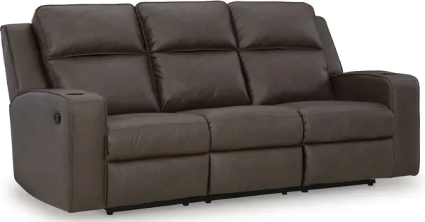 Signature Design by Ashley® Lavenhorne Umber Reclining Sofa with Drop Down Table