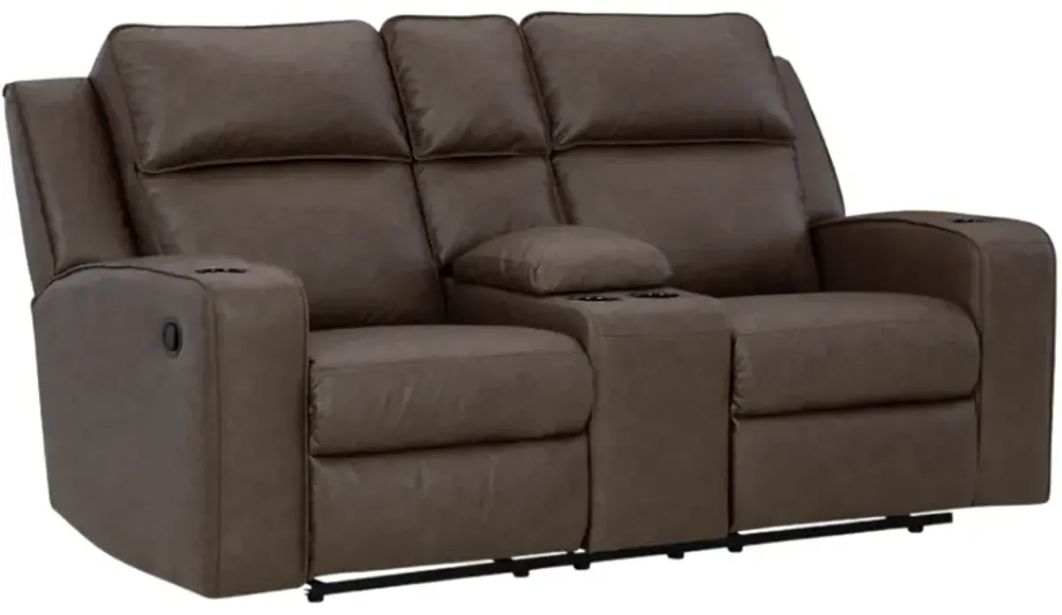Signature Design by Ashley® Lavenhorne Umber Manual Reclining Loveseat with Console