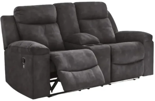 Benchcraft® Brysonview Charcoal Manual Reclining Loveseat with Console