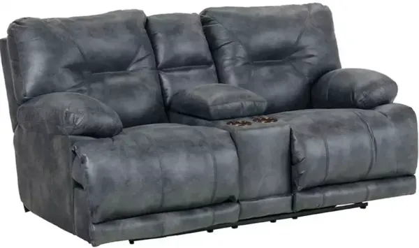 iAmerica Odyssey Slate Power Lay Flat Reclining Console Loveseat