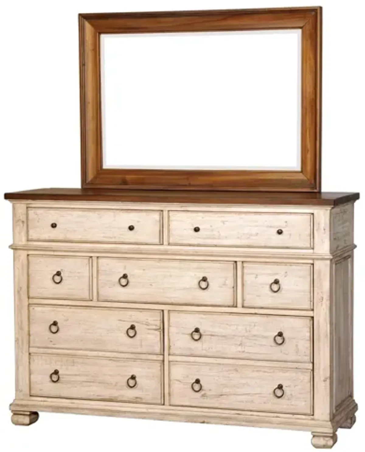 Belmont Two-Tone 7 Drawer Dresser with Mirror