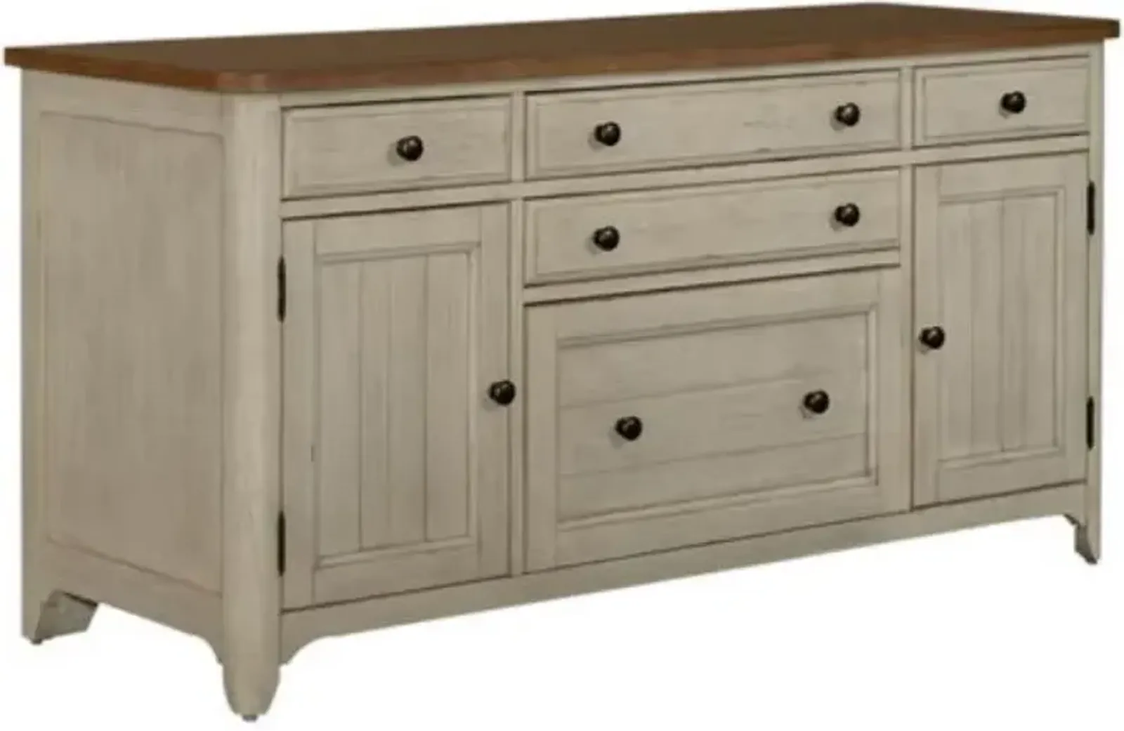 Liberty Furniture Farmhouse Reimagined Antique White/Chestnut Credenza