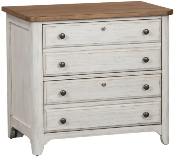Liberty Furniture Farmhouse Reimagined Antique White/Chestnut Lateral File Cabinet