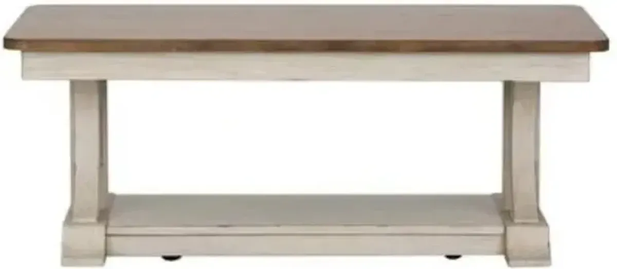Liberty Furniture Farmhouse Reimagined Chestnut Top Cocktail Table with Antique White Base