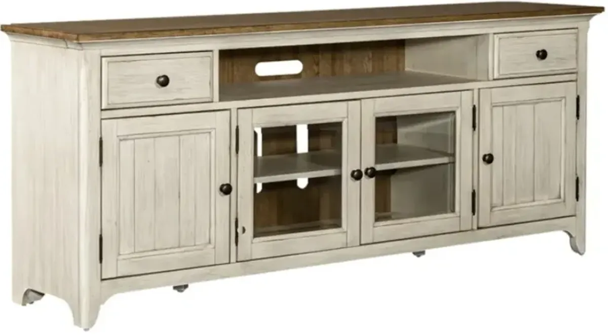 Liberty Furniture Farmhouse Reimagined Antique White/Chestnut Entertainment TV Stand