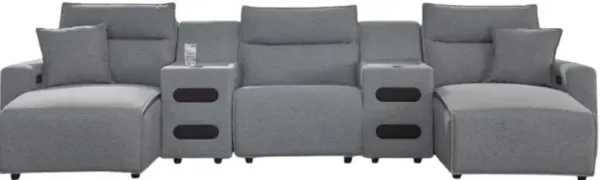 Signature Design by Ashley® Modmax 5-Piece Pepper/Salt Modular Power Reclining Sectional with Adjustable Headrest