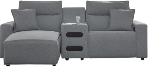 Signature Design by Ashley® Modmax 3-Piece Pepper/Salt Modular Power Reclining Sectional and Chaise with Audio System