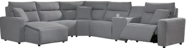 Signature Design by Ashley® Modmax 6-Piece Pepper/Salt Power Reclining Sectional with Adjustable Headrest