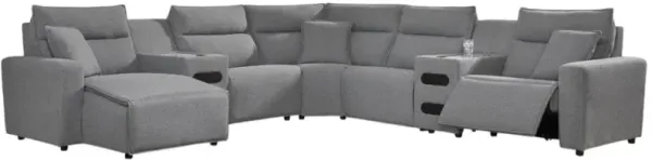 Signature Design by Ashley® Modmax II 7-Piece Pepper/Salt Left-Arm Facing Power Reclining Sectional and Chaise with Console