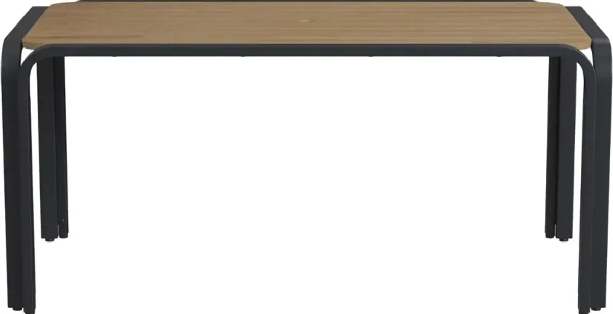 homestyles® Finn Brown Wood Outdoor Rectangular Dining Table with Black Frame