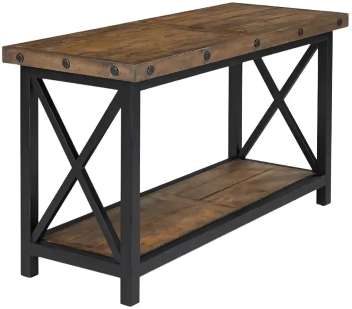 Flexsteel® Carpenter Brown Sofa Table with Black Metal Frame