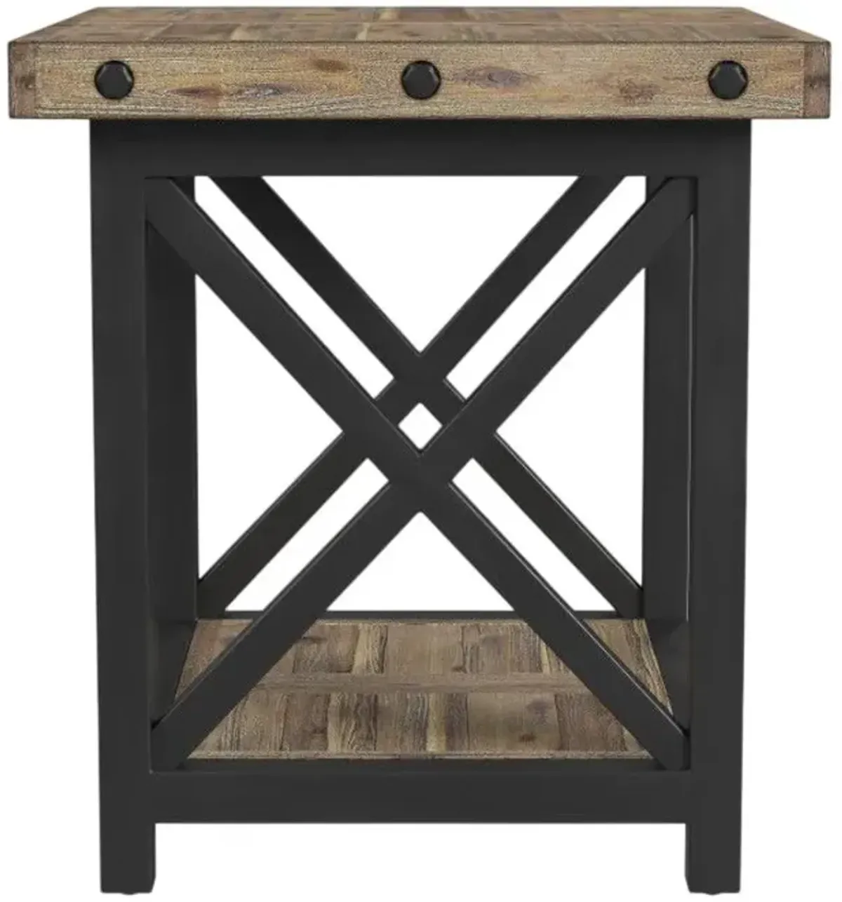 Flexsteel® Carpenter Light Brown End Table with Black Metal Frames