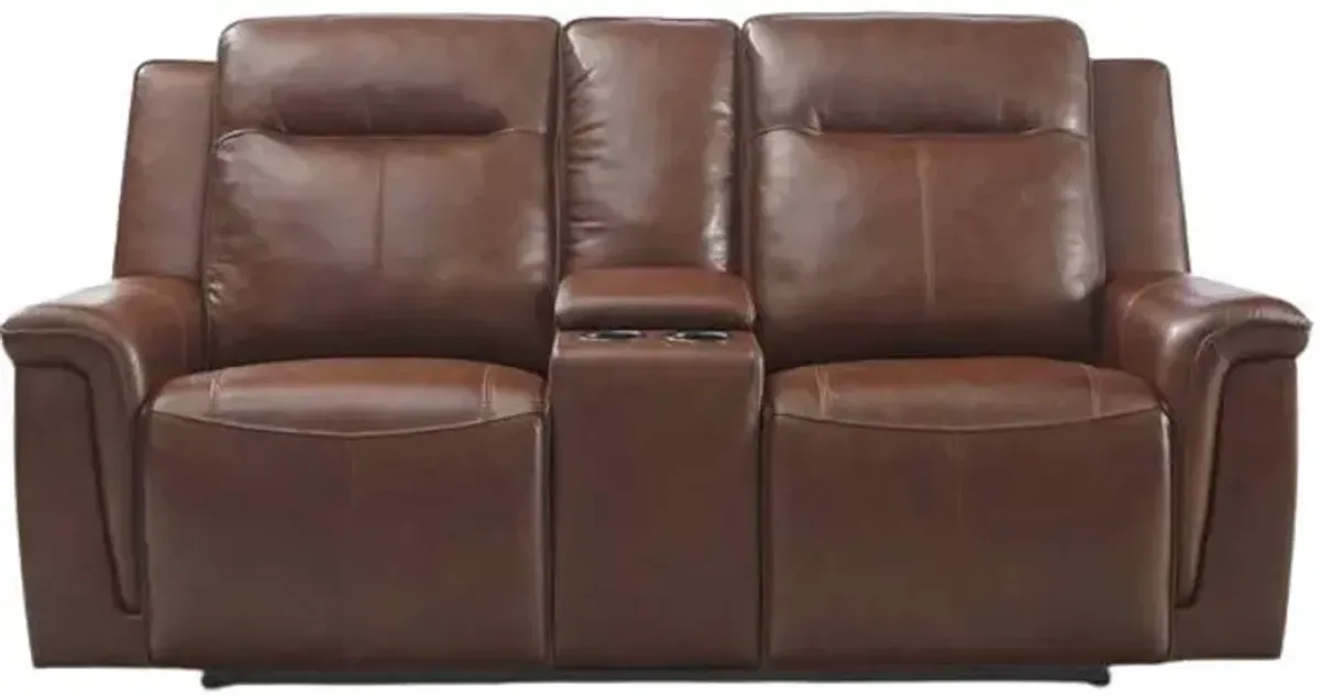 Liberty Furniture Avery Cognac Power Reclining Loveseat with Console