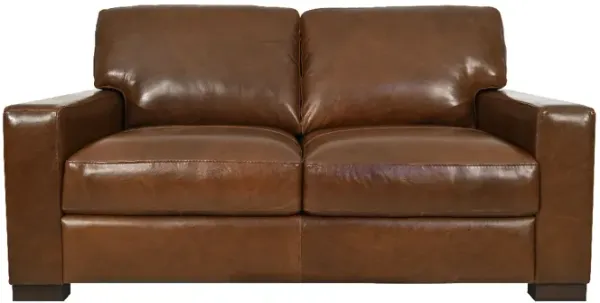 Soft Line Brown Leather Loveseat
