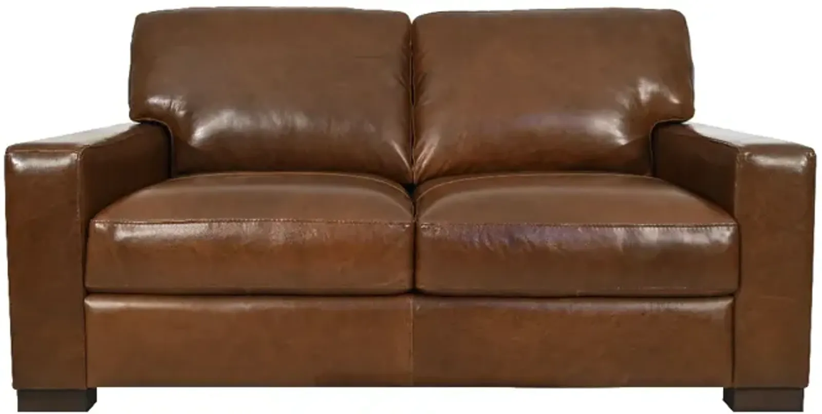 Soft Line Brown Leather Loveseat