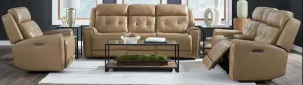 Liberty Furniture Carrington 3-Piece York Sand Leather Power Reclining Living Room Seating Set