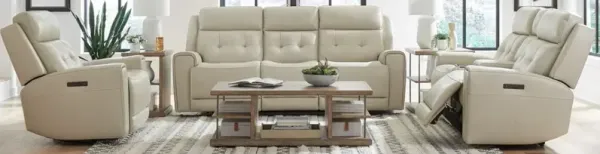 Liberty Furniture Carrington 3-Piece Baja Stone Leather Power Reclining Living Room Seating Set