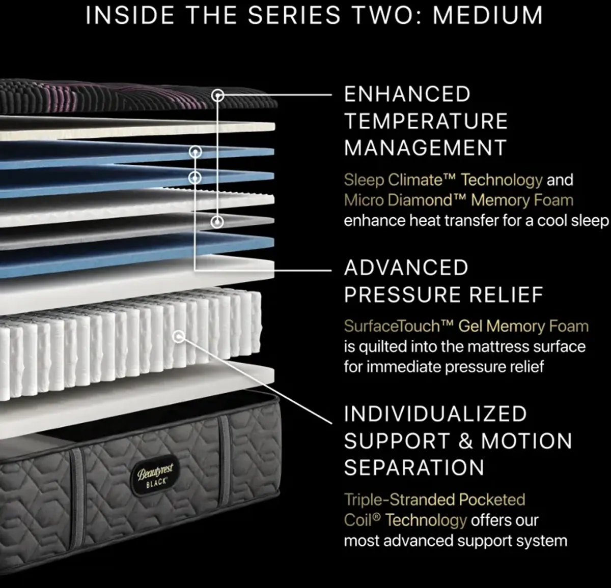 Beautyrest Black® Series 2 Pocketed Coil® 15.5" Medium Tight Top Queen Mattress