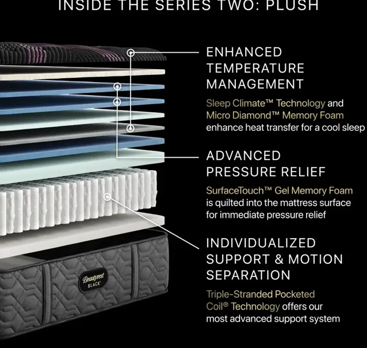Beautyrest Black® Series 2 Pocketed Coil® 15.25" Plush Tight Top Queen Mattress