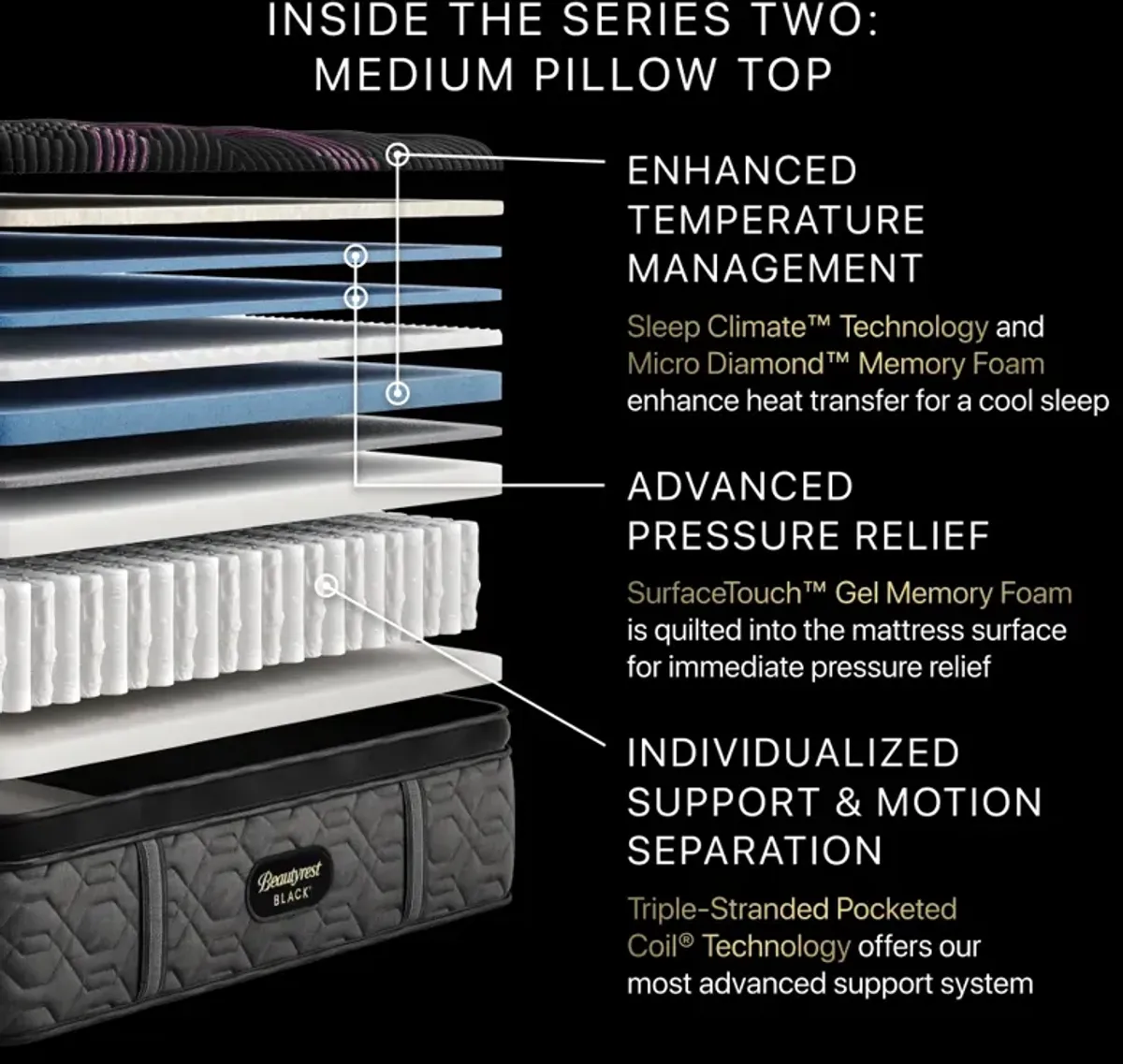 Beautyrest Black® Series 2 Pocketed Coil® 16.5" Medium Pillow Top Queen Mattress