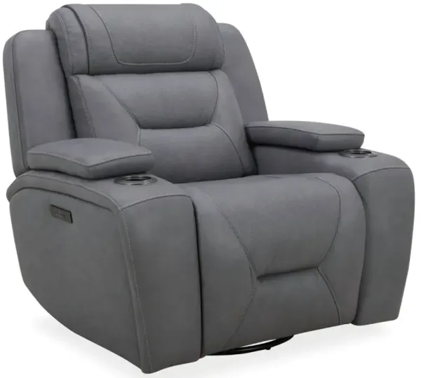 Liberty Furniture Chapman Aline Blue Gray Leather Power Recliner