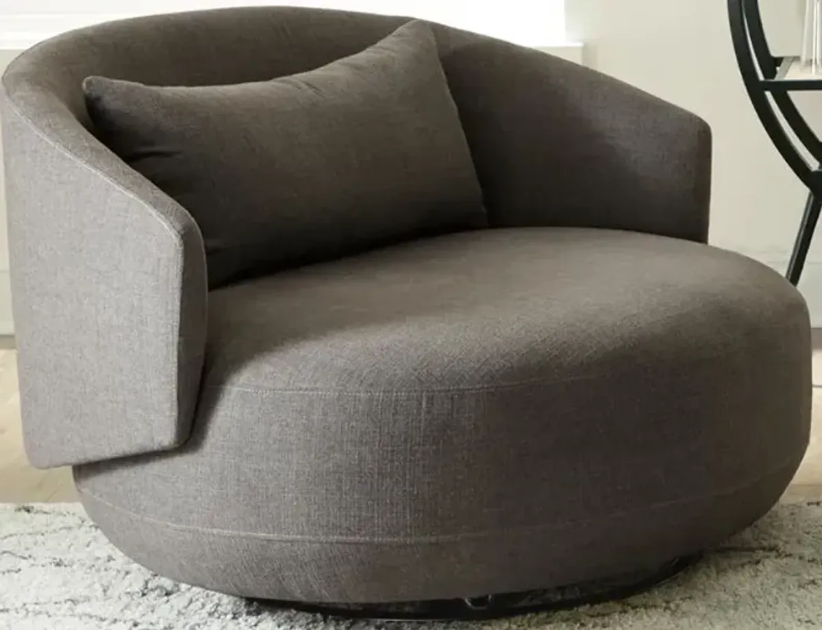 Liberty Furniture Haley Charcoal Swivel Cuddler Chair
