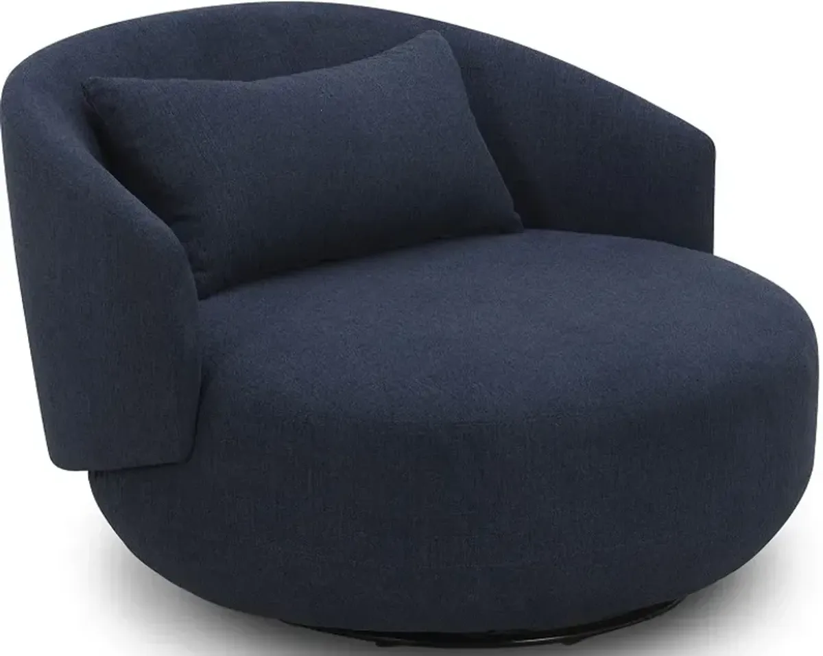 Liberty Furniture Haley Midnight Upholstered Swivel Cuddler Chair
