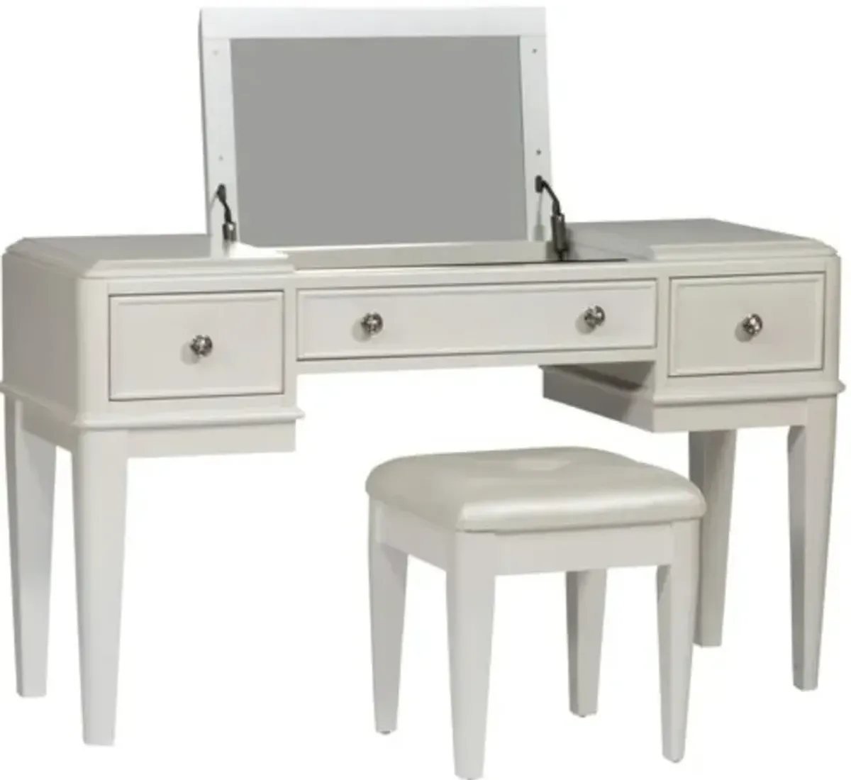 Liberty Furniture Stardust 2-Piece Iridescent White Vanity Set