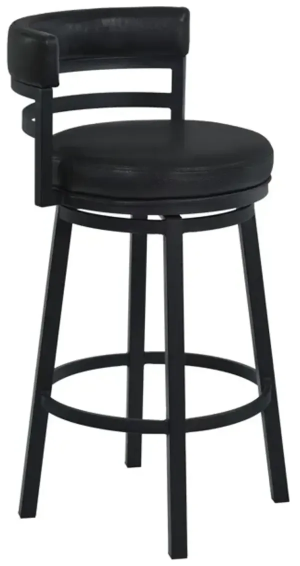 Armen Living Titana 30" Black Powder Swivel Bar Stool