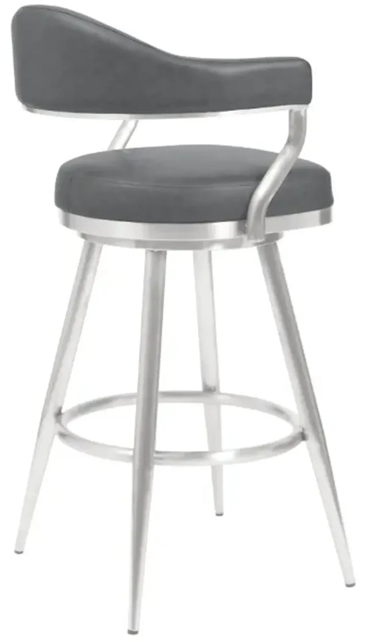 Armen Living Amador Brushed Stainless Steel/Vintage Gray 26" Counter Barstool