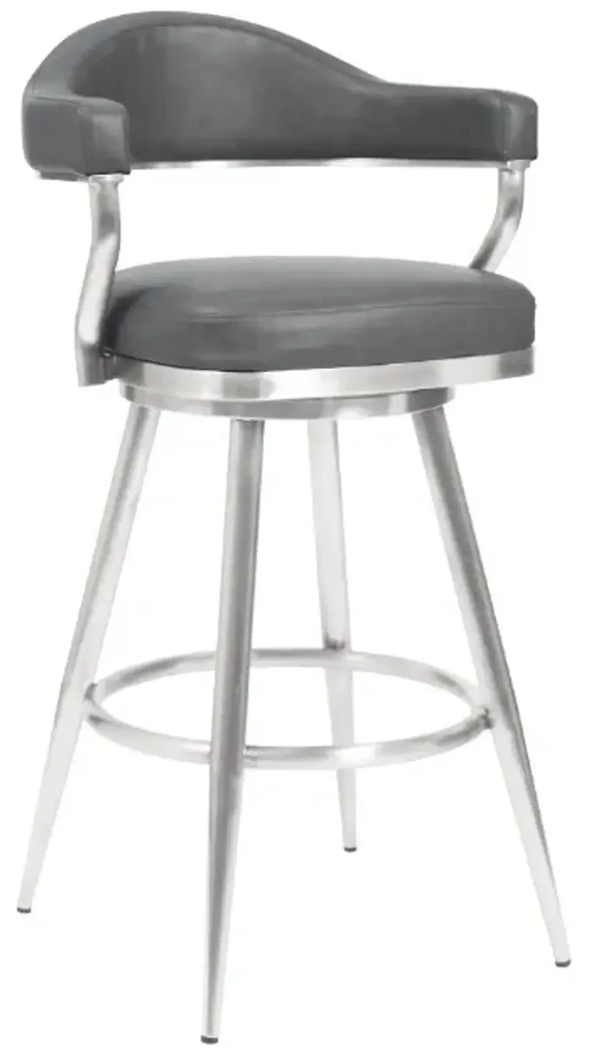 Armen Living Amador Brushed Stainless Steel/Vintage Gray 26" Counter Barstool