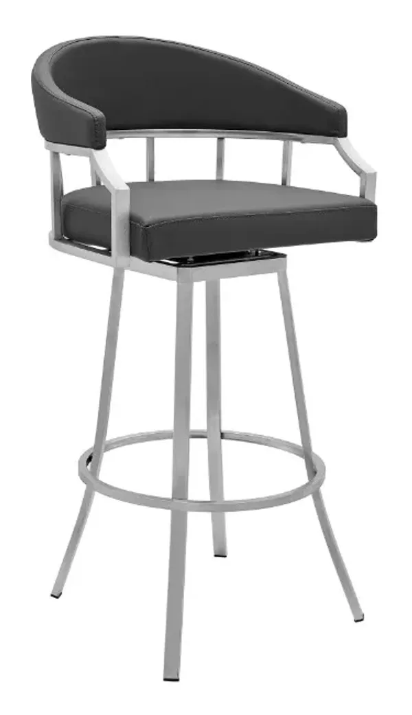 Armen Living Palmdale Brushed Stainless Steel Swivel Bar and Counter Stool