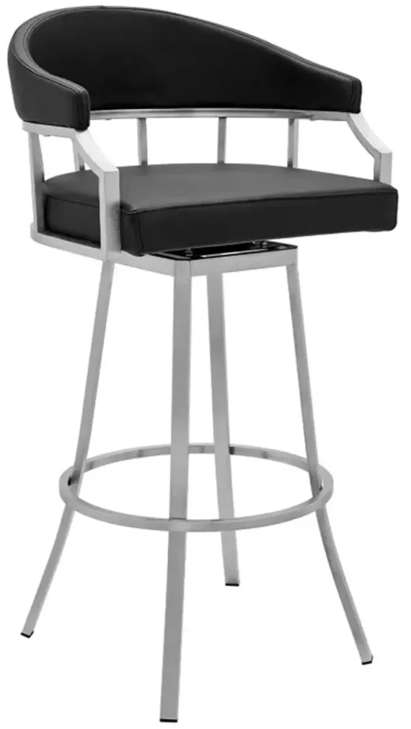 Armen Living Palmdale Brushed Stainless Steel Swivel Bar and Counter Stool