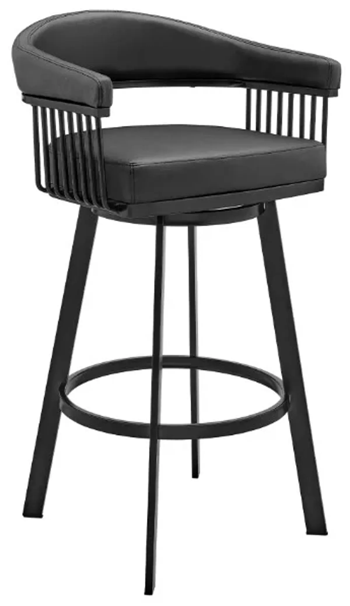 Armen Living Bronson Matte Black 29" Bar Swivel Bar Stool