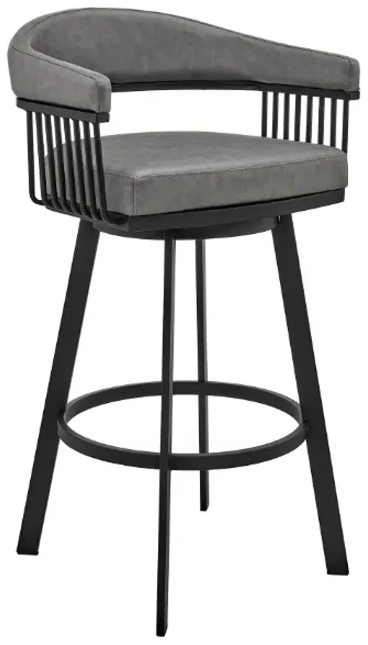 Armen Living Bronson Matte Black 29" Bar Swivel Bar Stool