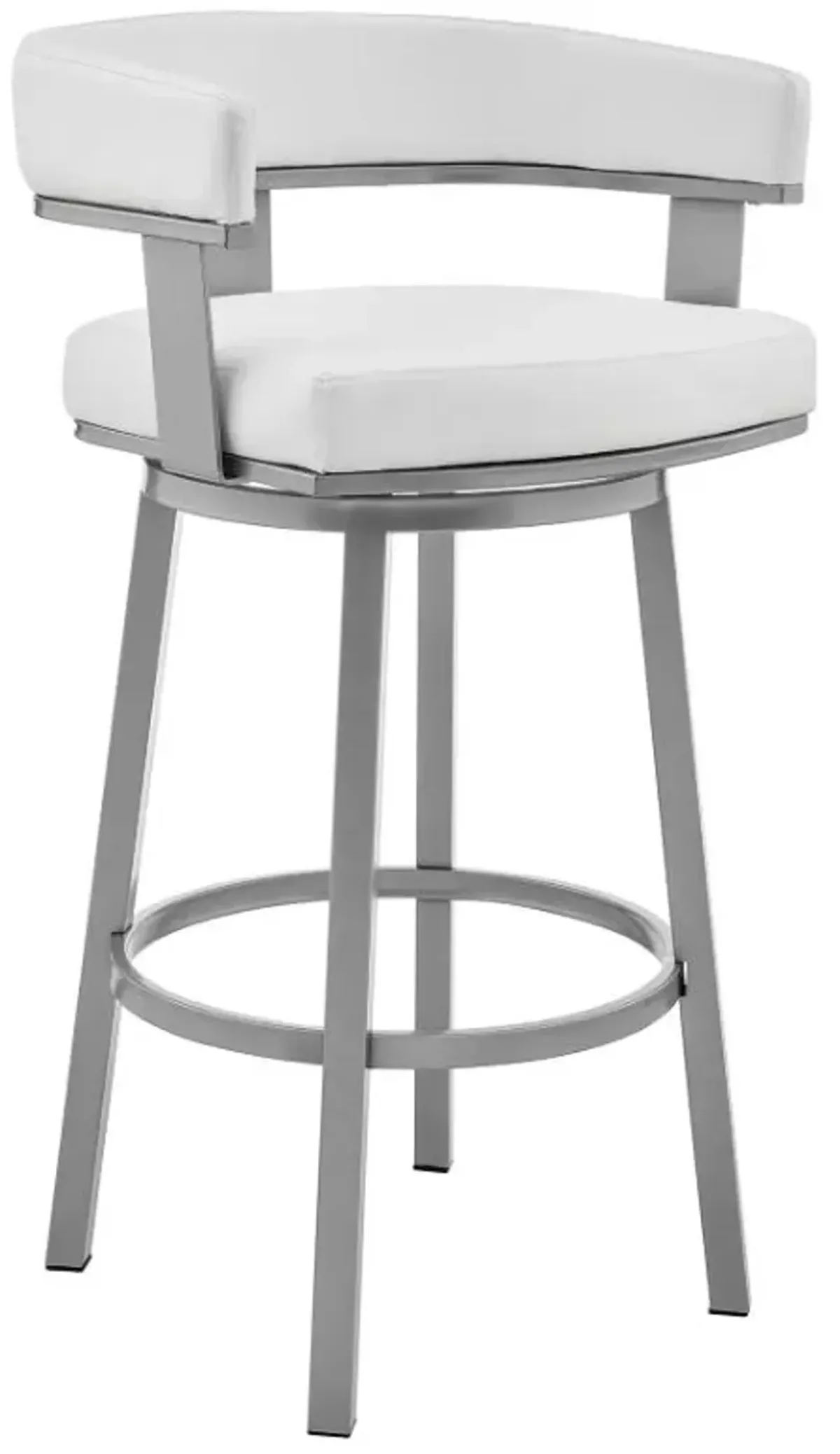 Armen Living Cohen Silver/White 26" Swivel Bar Stool