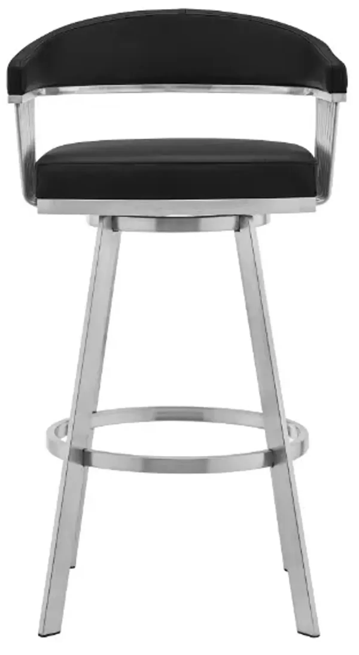 Armen Living Bronson 25" Brushed Stainless Steel Swivel Bar Stool
