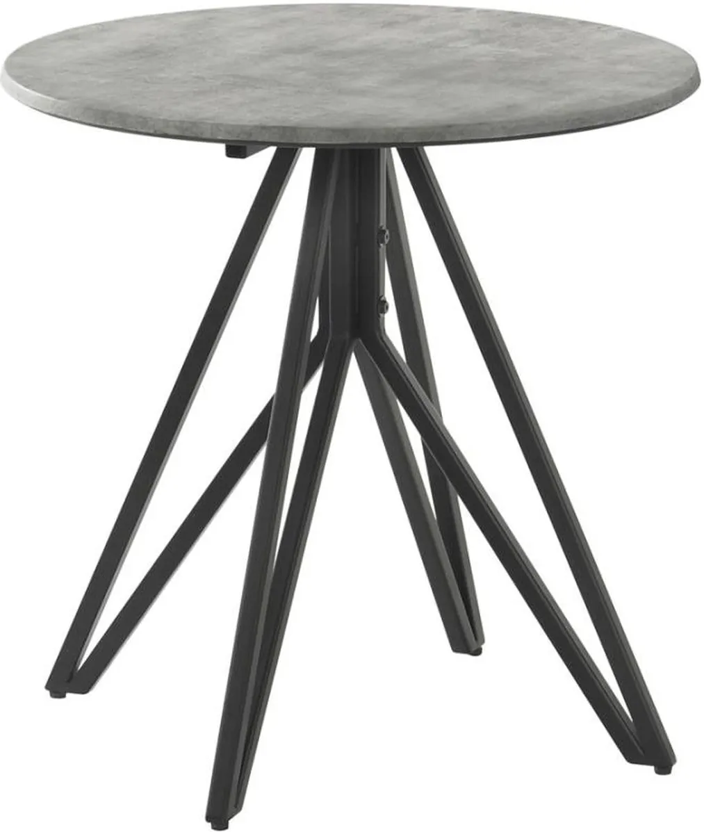 Coaster® Hadi Cement End Table with Gunmetal Hairpin Leg
