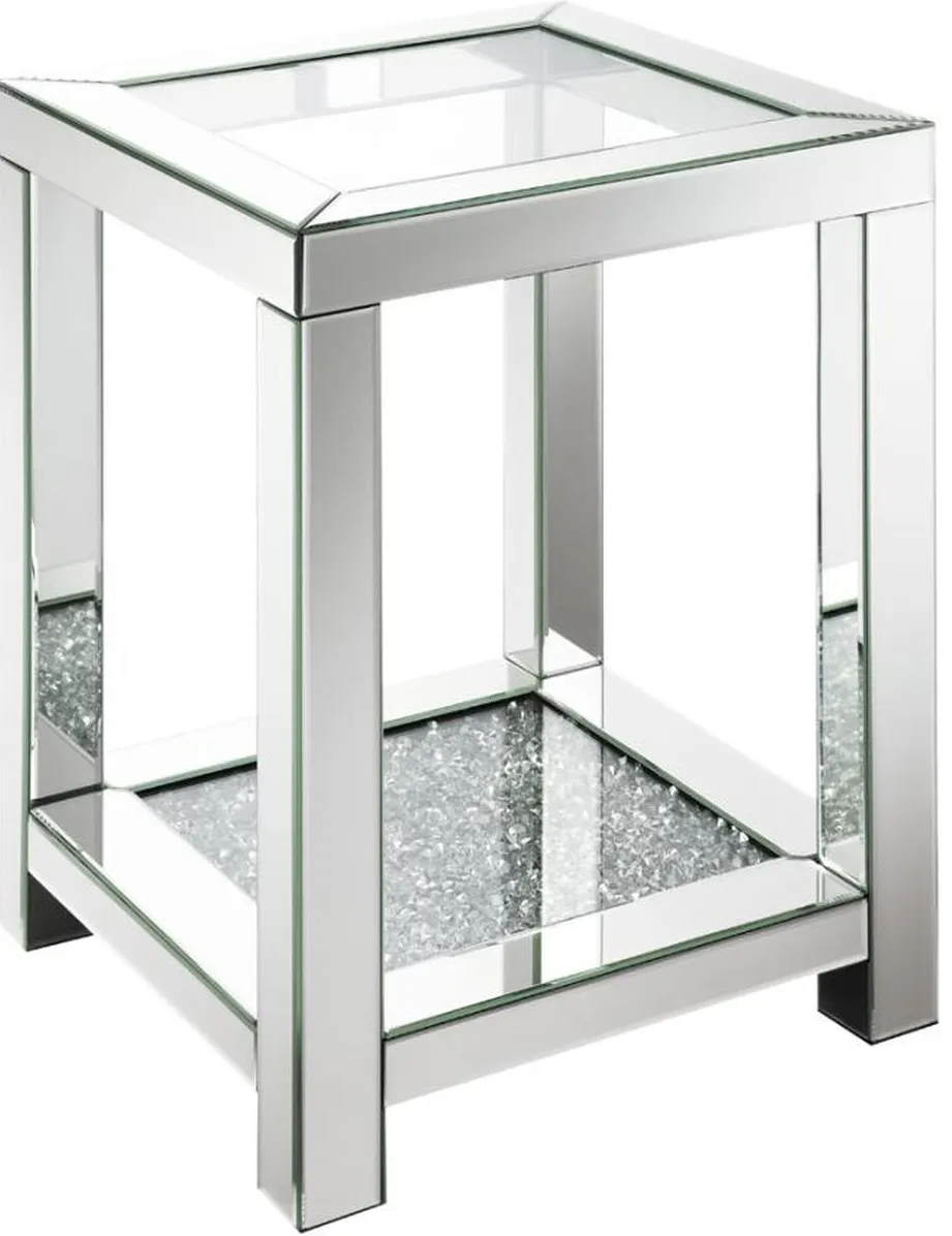 Coaster® Valentina Glass Top Mirror Beveled End Table