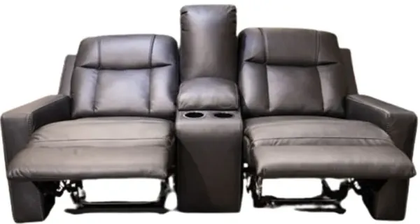 Benchcraft® Mackmenville Carbon Double Manual Reclining Loveseat with Console