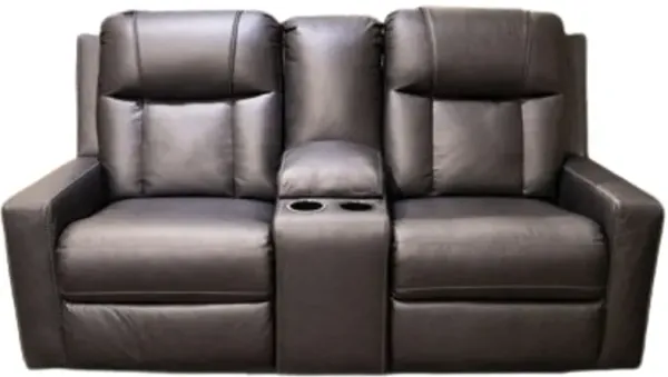 Benchcraft® Mackmenville Carbon Double Manual Reclining Loveseat with Console