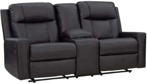 Benchcraft® Mackmenville Carbon Double Manual Reclining Loveseat with Console