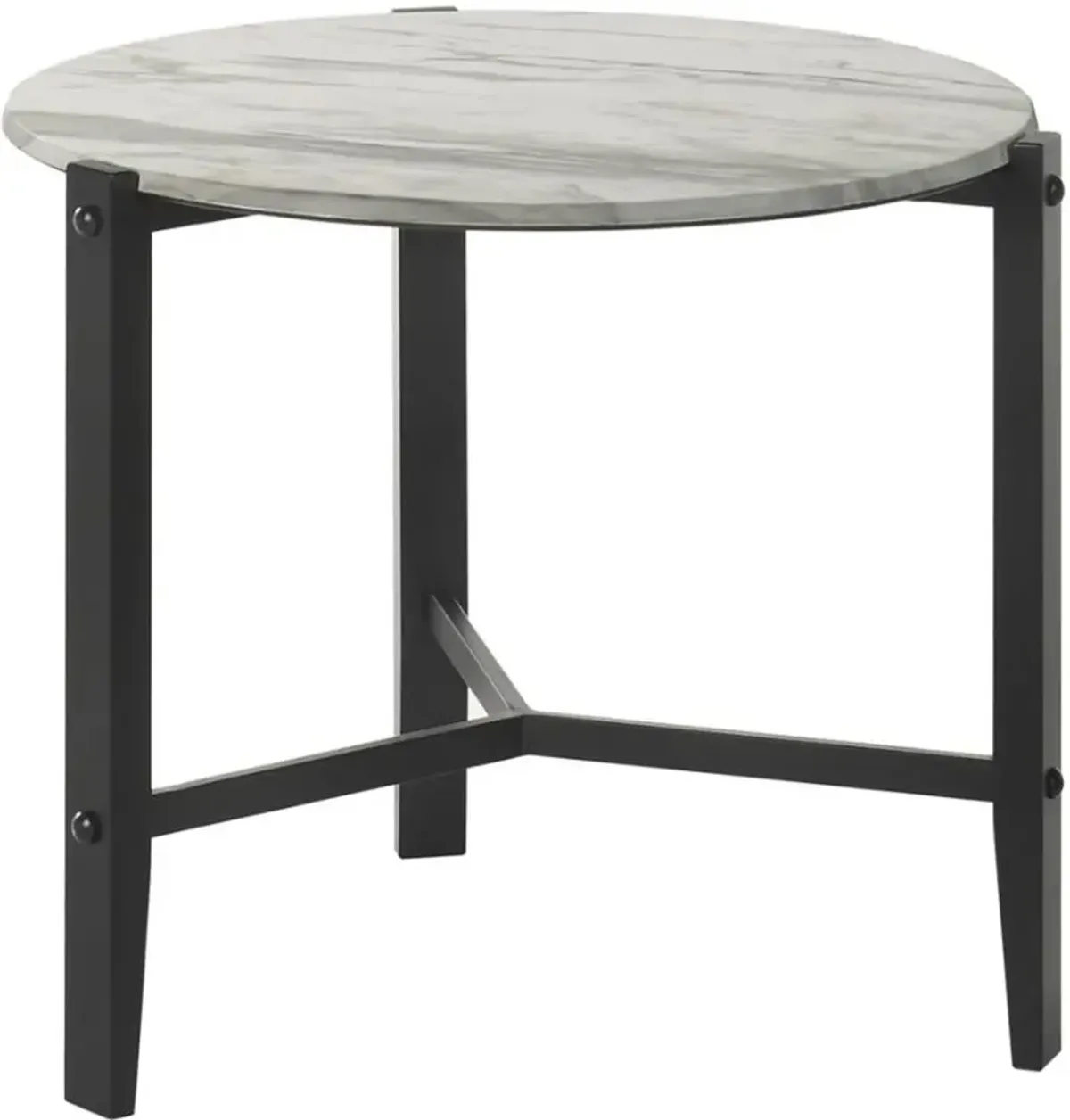 Coaster® Tandi Faux White Marble End Table with Black Metal Legs