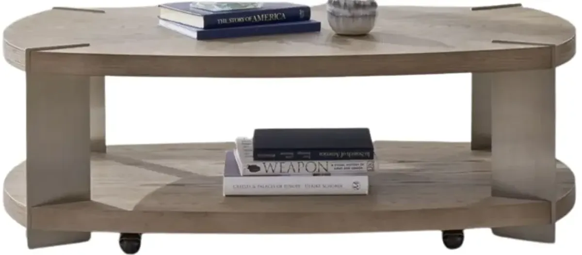 Liberty Furniture Harlow Sandstone/Satin Nickel Oval Cocktail Table