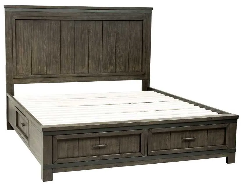 Liberty Thornwood Hills Rock Beaten Gray King Two Sided Storage Bed