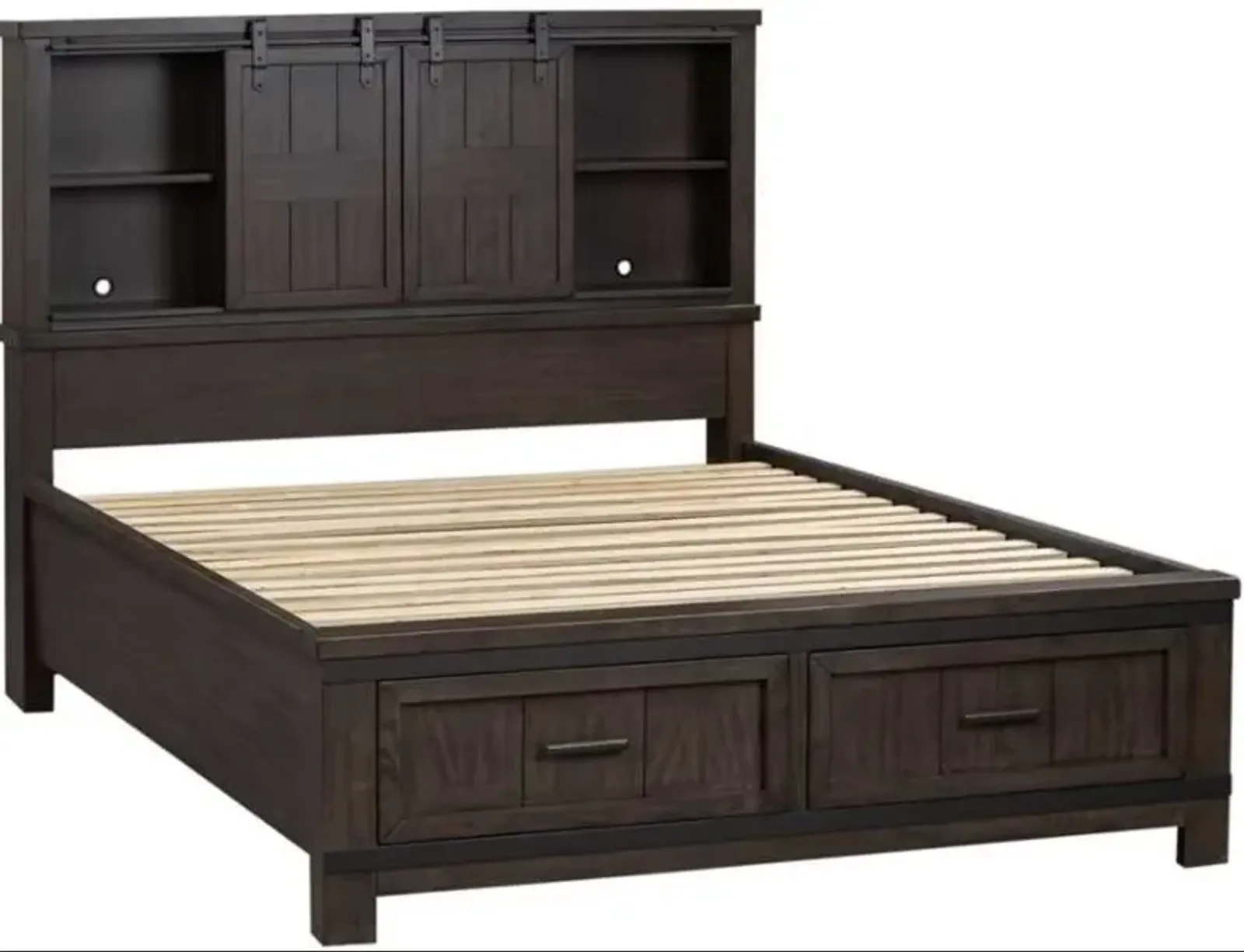 Liberty Furniture Thornwood Hills Rock Beaten Gray King Bookcase Bed