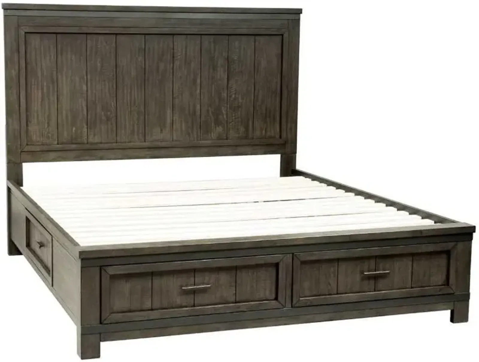 Liberty Furniture Thornwood Hills Rock Beaten Gray Queen Two Sided Storage Bed