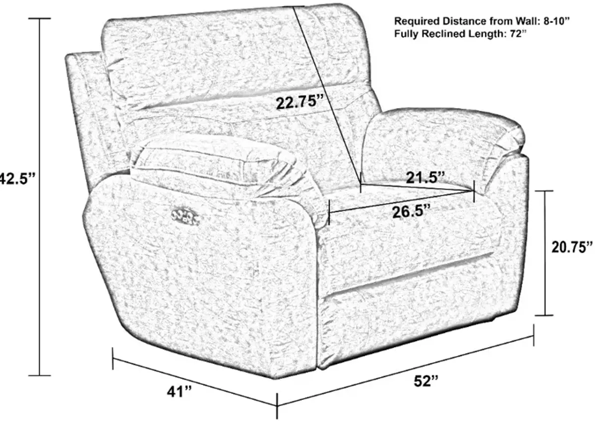 iAmerica Canyon Smoke Lay-Flat Recliner with Power Headrest and Lumbar